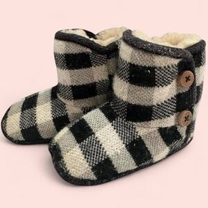 Infant UGG Australia Purl Pine Booties Black Plaid 4/5C
